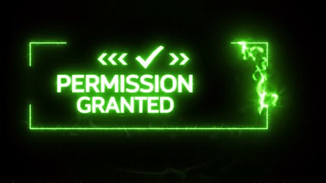 Green Permission Granted Digital Security Approval Animation