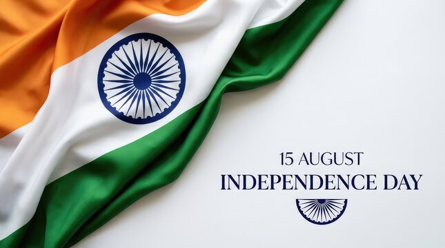 15 August Independence Day Indian flag silky fabric wave background