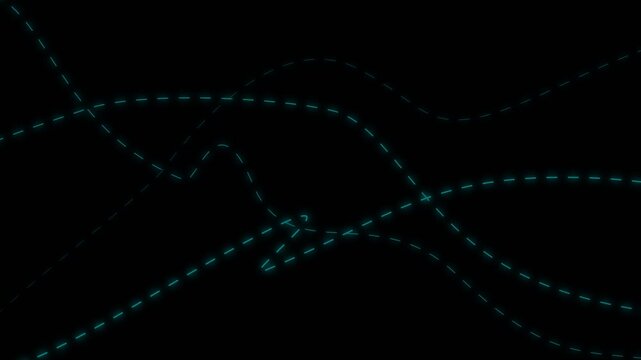 line animation following wavy dotted line. motion graphic animation. whimsical destination trail. Animated dotted line path smooth curved trajectory motion for infographics. 4k