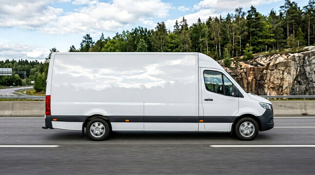 Cargo Van Vehicle Branding Mockup Blank