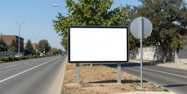 Street Roadside Billboard Advertising Sign Blank Mockup