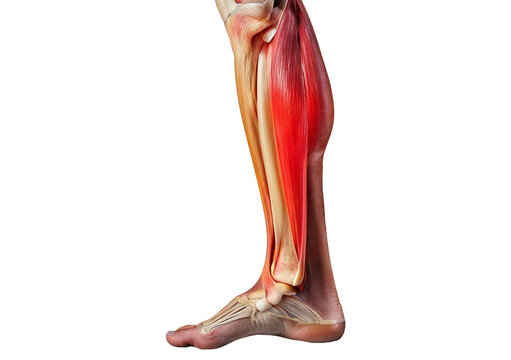 Inflamed Gastrocnemius. isolated on transparent or white background