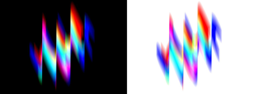 Abstract gradient shapes, colorful holographic light effect for modern design, Transparent background