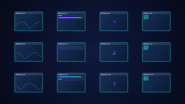 Futuristic HUD Interface Data Visualization Modules