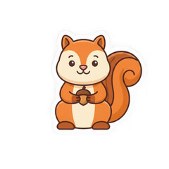 Fototapeta premium Friendly squirrel holding acorn isolated on transparent bg