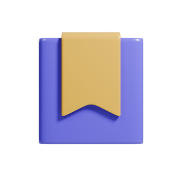 Front view 3d illustration render of a bookmark icon