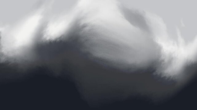 Abstract stormy grey clouds with dramatic dark undertones and ethereal wispy white light creating a powerful atmospheric mood