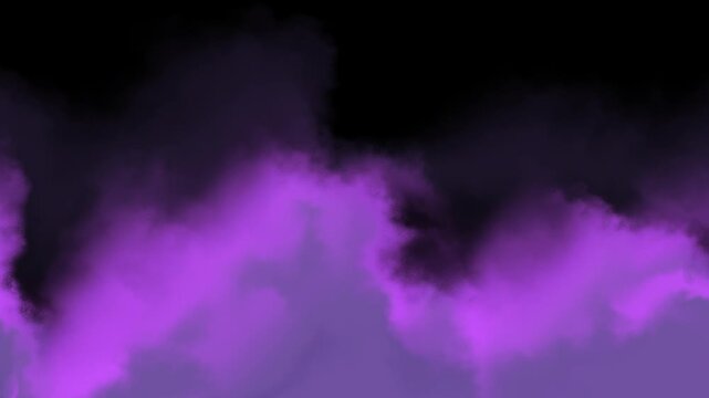 Mysterious deep purple fog and swirling smoky clouds illuminated by soft ethereal light against a dark black background