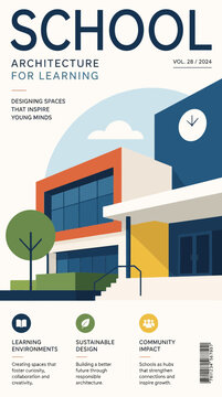 Modern School Architecture for Learning, Design, Education Concept
