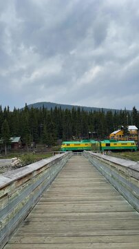 Carcross historic White Pass train and boardwalk in Yukon, Canada