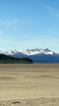 Carcross Desert sand dunes stretching to Bennett Lake in Yukon, Canada