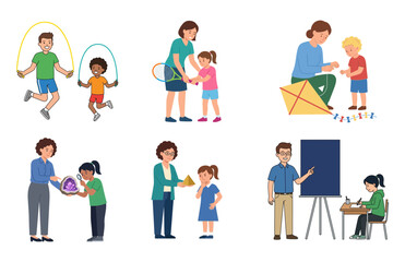 Fototapeta premium Educational Activities and Classroom Learning Scenes with Teachers and Students
