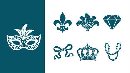 Mardi Gras and masquerade party icons set © Muchib R.