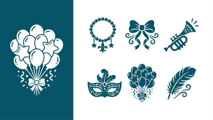 Mardi Gras Carnival Celebration Icon Set © Muchib R.