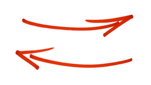 hand-drawn doodle red arrow, grunge red arrows isolated on transparent background, red arrow pointing up