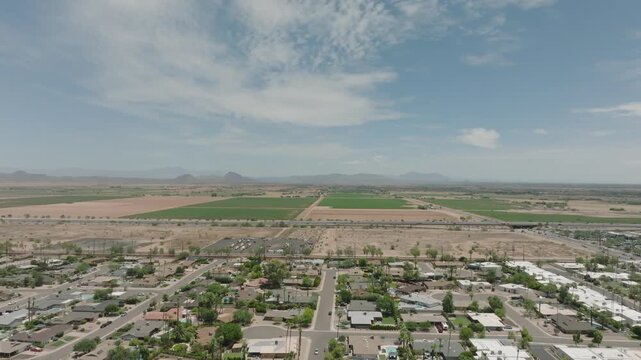 Drone footage of Scottsdale Arizona wit the mountains in the background