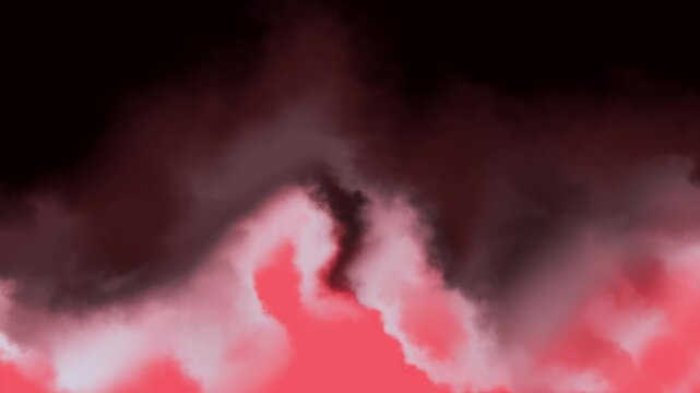 Fiery red and pink smoke plumes rising dramatically from a dark abyss with ethereal glowing energy and abstract form