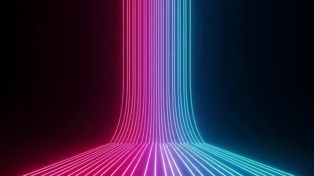 Abstract background with glowing neon lines in red and blue