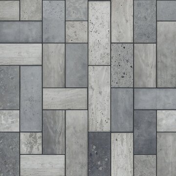 Grey geometric paving concrete brick pattern with concrete background geometric construction exterior material