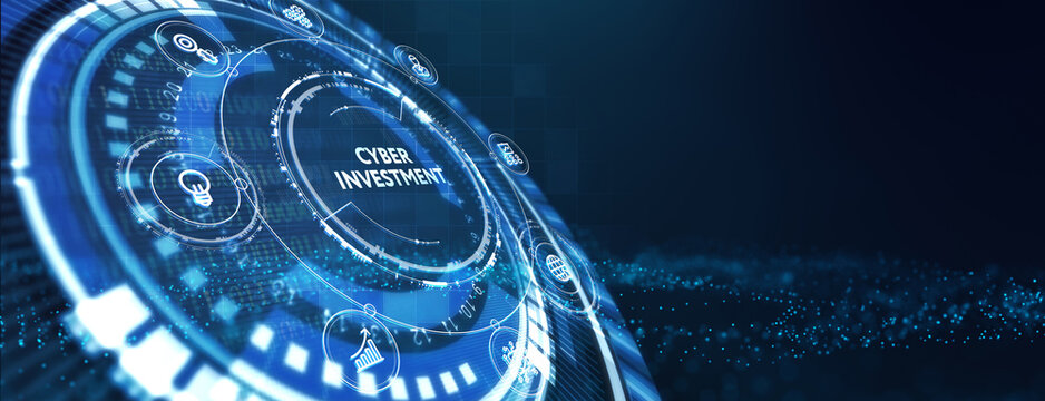 Cyber Investment with hologram businessman concept.  3d illustration