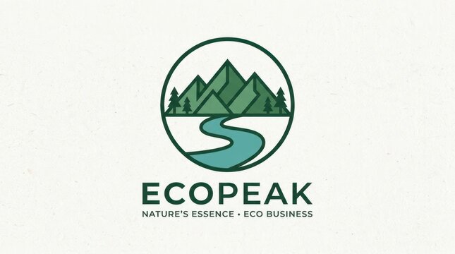 Mountain river landscape nature environment logo design