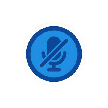 Blue muted microphone icon isolated on transparent background