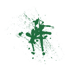 Obraz premium Green Dense Paint Splatters with Cross Strokes on White Background