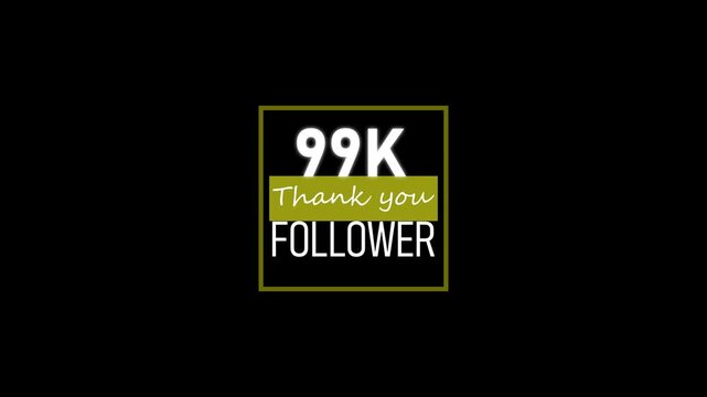 99 k followers celebration social media animation, thank you milestone motion