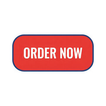 Red order now call to action button isolated on transparent