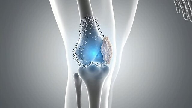 3D Medical Animation of Human Knee Joint Anatomy Highlighting Bone and Cartilage Interaction for Health and Wellness Illustration