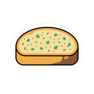 Garlic bread slice isolated on a transparent background