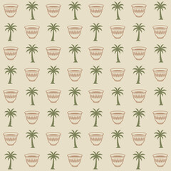 Obraz premium Diriyah Inspired Series – Coffee Cup and Palm Checkerboard in Desert Sand
