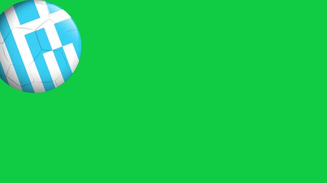 Bouncing Soccer Balls with Blue and White Stripes on Green Background
