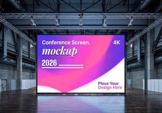Large Conference Screen Mockup on Event Stage