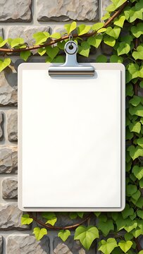 Blank Paper Mockup Hanging on Flower Branch in Nature