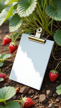 Blank Paper Mockup Hanging on Flower Branch in Nature
