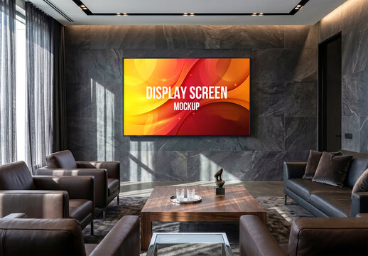 Modern Interior Display Screen Presentation Mockup
