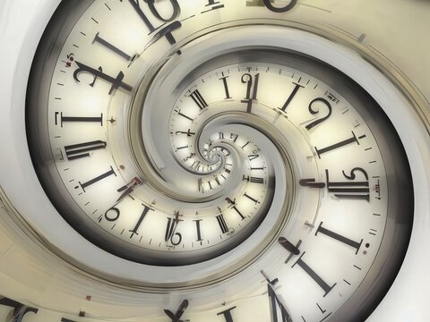 Spiral Clock Composition Representing Time Continuum