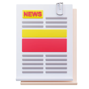 Printed Newspaper Article Document 3D Illustrations