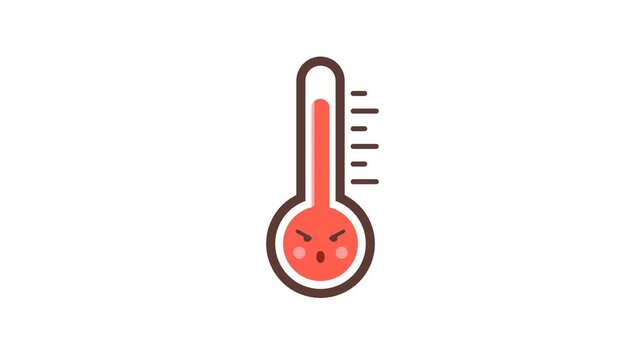 Animated Thermometer Icon Showing High Temperature and Frustration