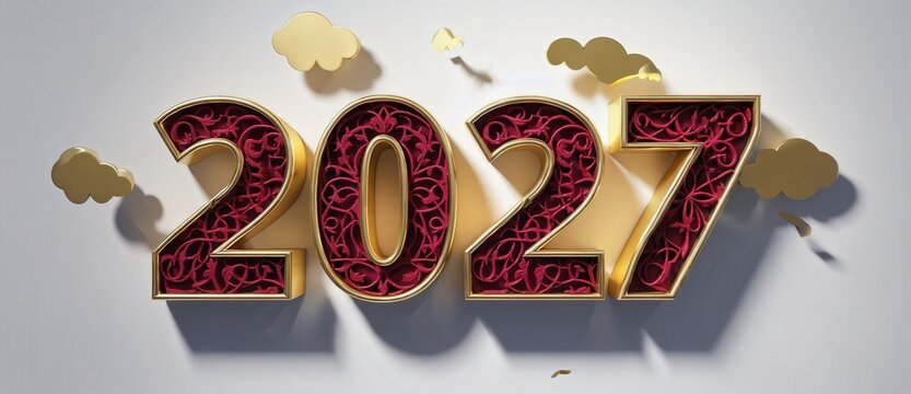 Decorative layered 2027 Chinese New Year design