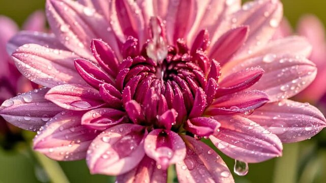 Close-up of a pink flower with water droplets on its petals
