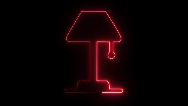A red neon graphic of a table lamp.