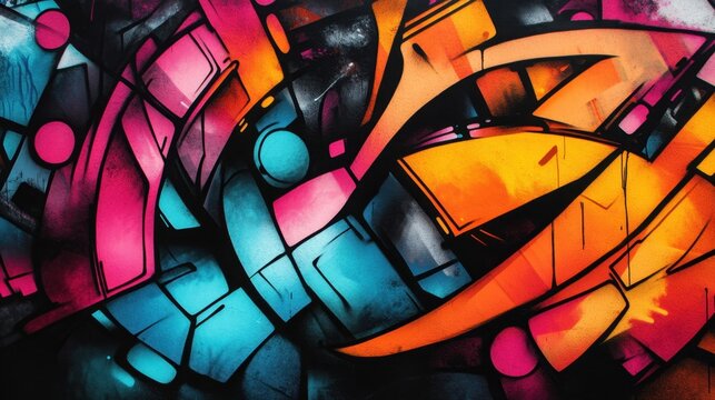 Neon graffiti alleyway with vivid purple and blue lighting