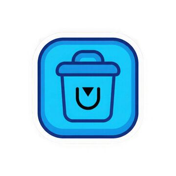 Trash bin icon isolated on vibrant blue background