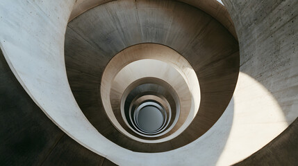 Fototapeta premium Minimal Concrete Circular Stair Void