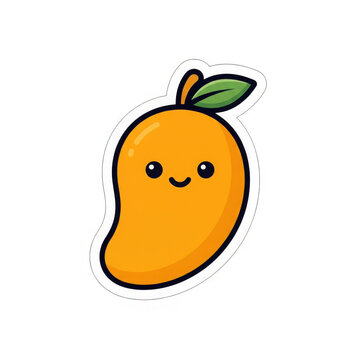 Happy smiling mango fruit illustration on transparent