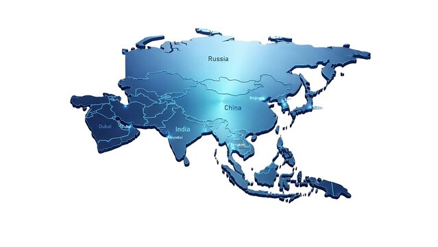Blue World Map Asia Russia China Visualization