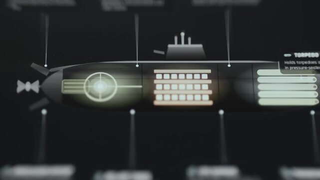technical submarine cutaway explains internal vessel sections