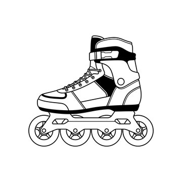 Modern inline roller blade skate icon vector illustration with recreation, activity